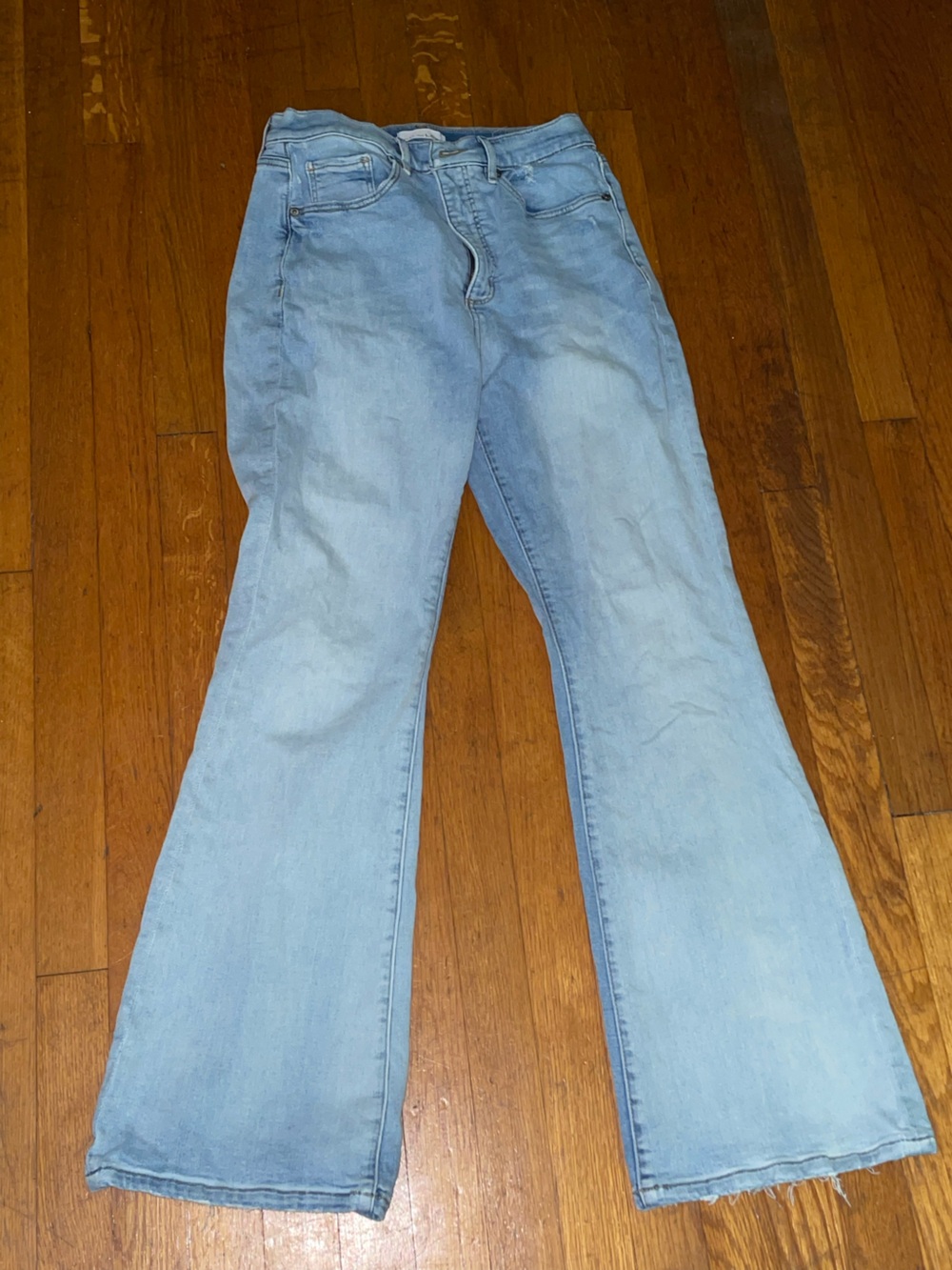 Women's Light Blue Flare Jeans - Classic High-Rise slim flare